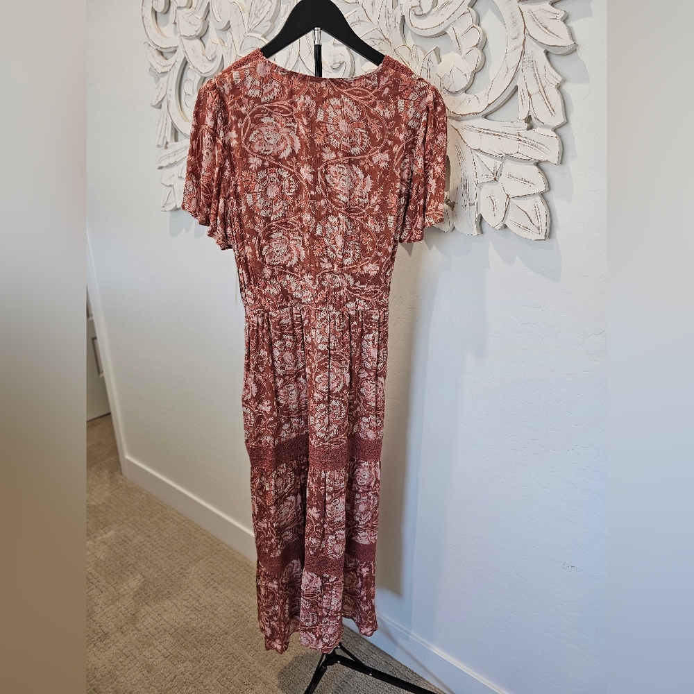NWT Nurture by Westbound Terracotta Floral Maxi Dress Size  1X - Picture 4 of 7